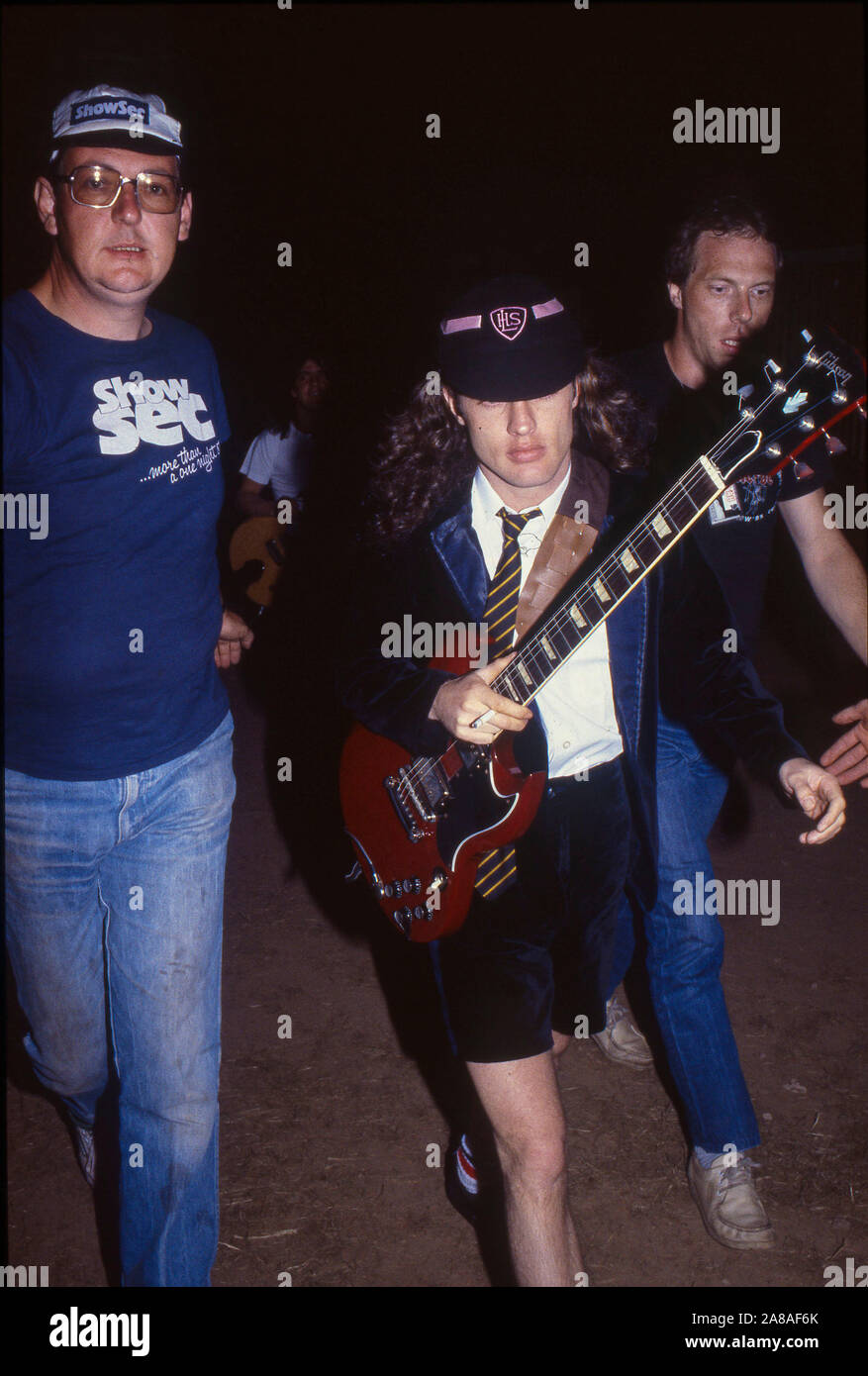Australian heavy metal band AC/DC onn stage in London 1986 Stock Photo
