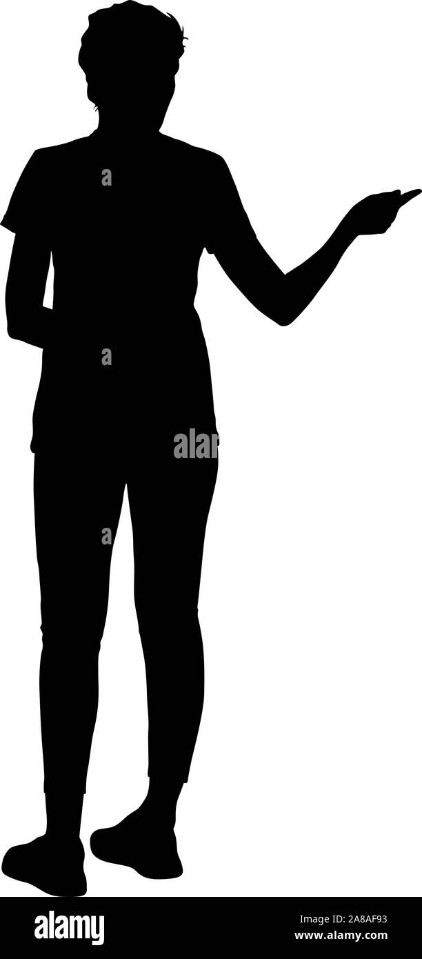Black silhouettes woman with arm raised on a white background Stock ...