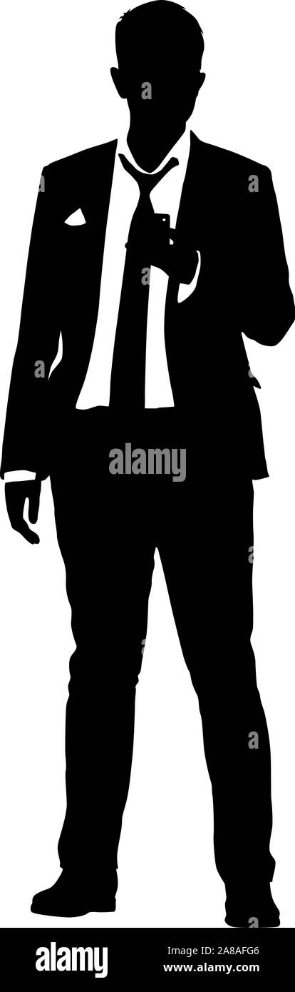 Silhouette businessman man in suit with tie on a white background Stock ...