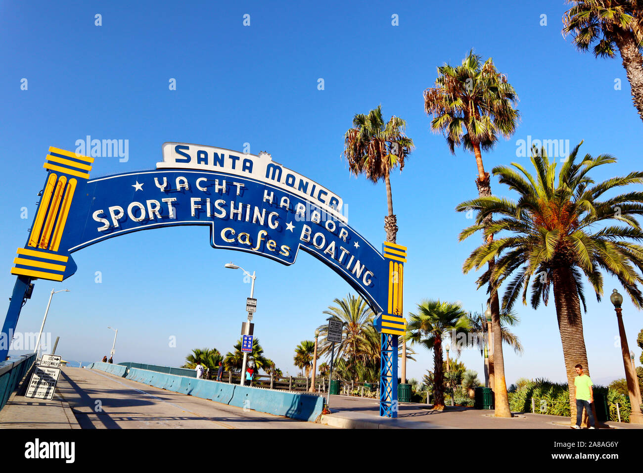 Santa Monica Pier entrance view on Ocean Ave, Santa Monica Los