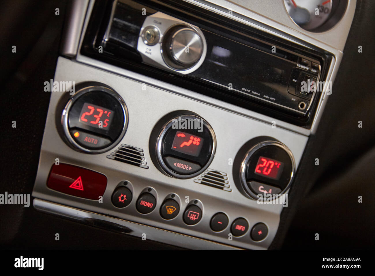 Two-zone air conditioner in a car Stock Photo