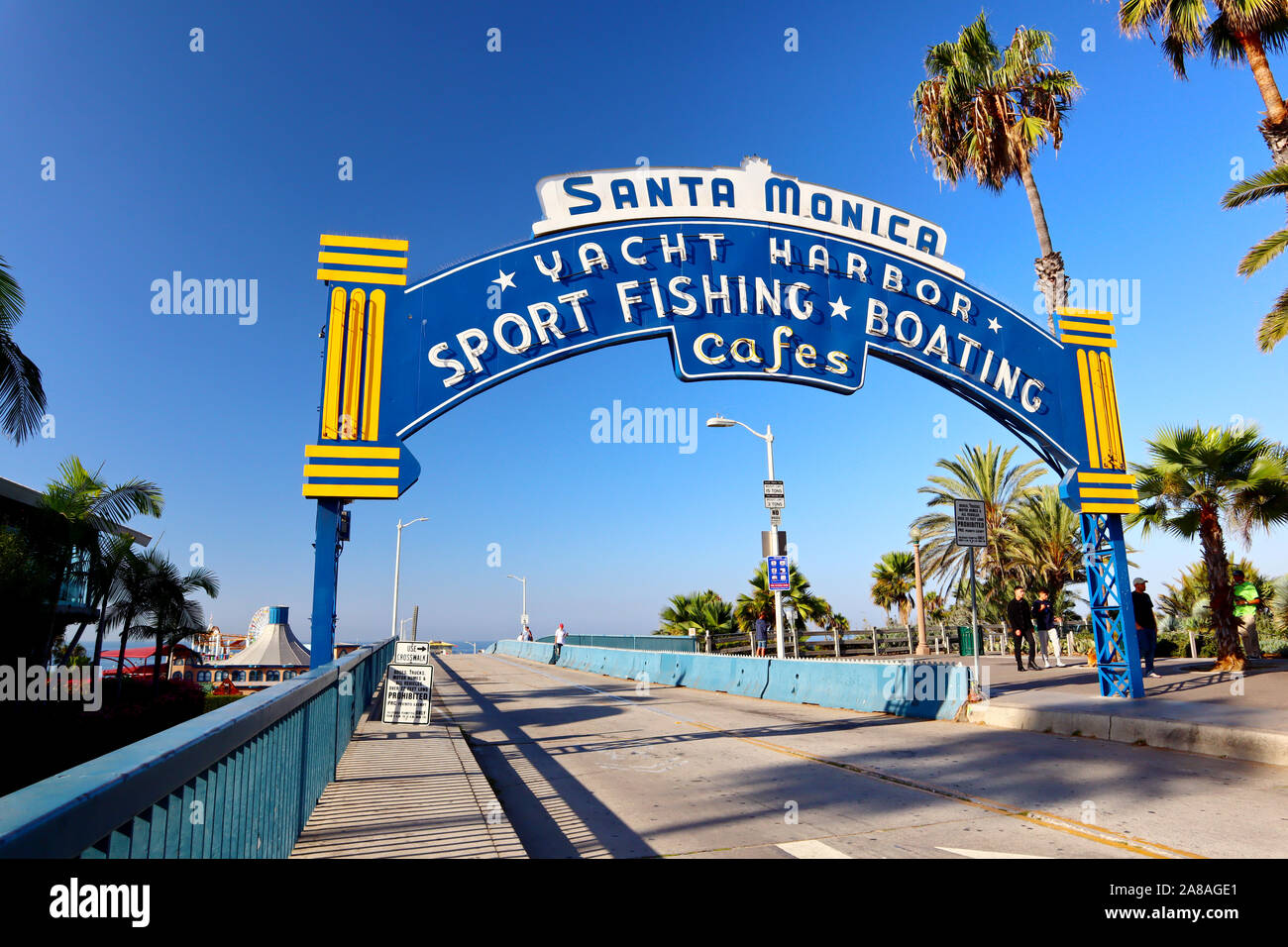 Santa Monica Pier entrance view on Ocean Ave, Santa Monica Los