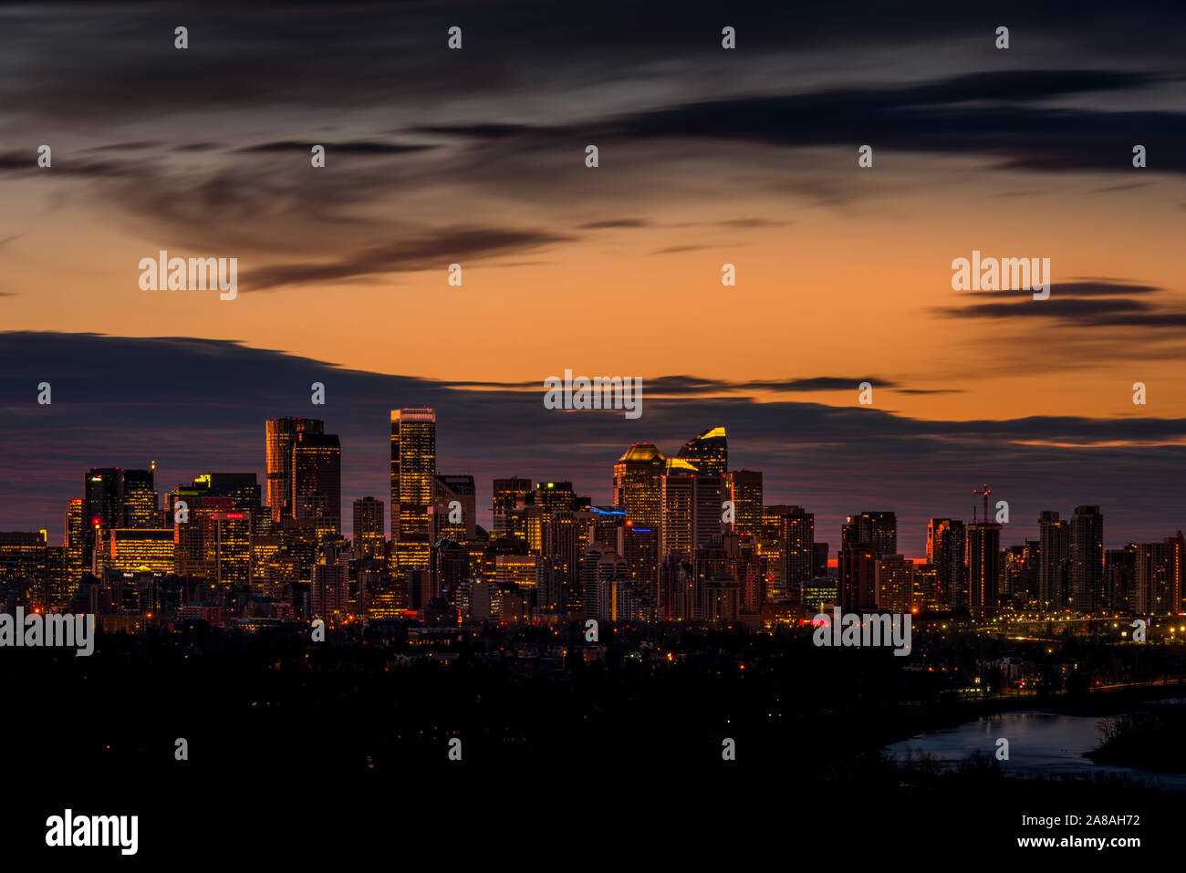 Sunrise of Calgary Alberta Canada Stock Photo Alamy