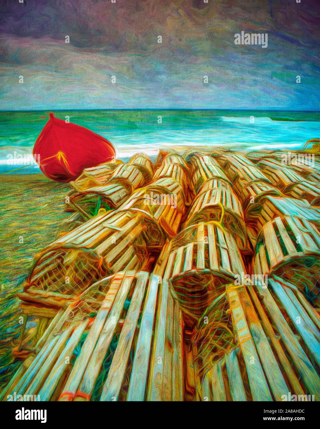 MODERN ART: Detail on the Gaspe Peninsula, Quebec, Canada Stock Photo