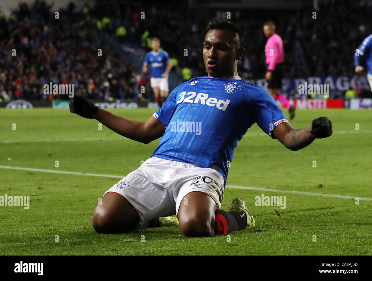 Rangers' Alfredo Morelos celebrates scoring his side's first goal of