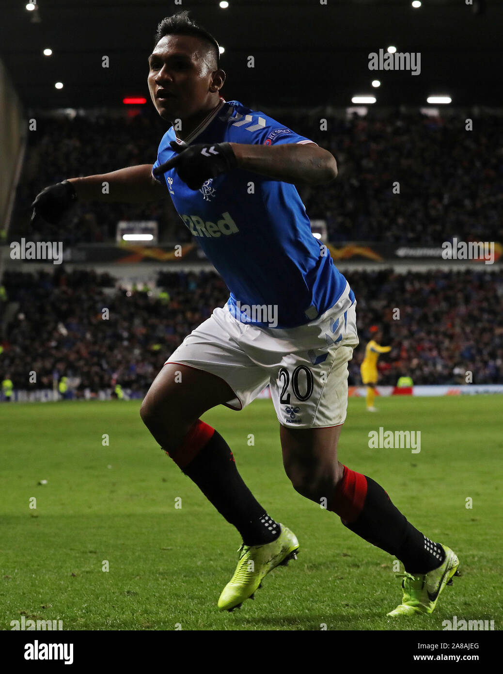 Rangers' Alfredo Morelos celebrates scoring his side's first goal of