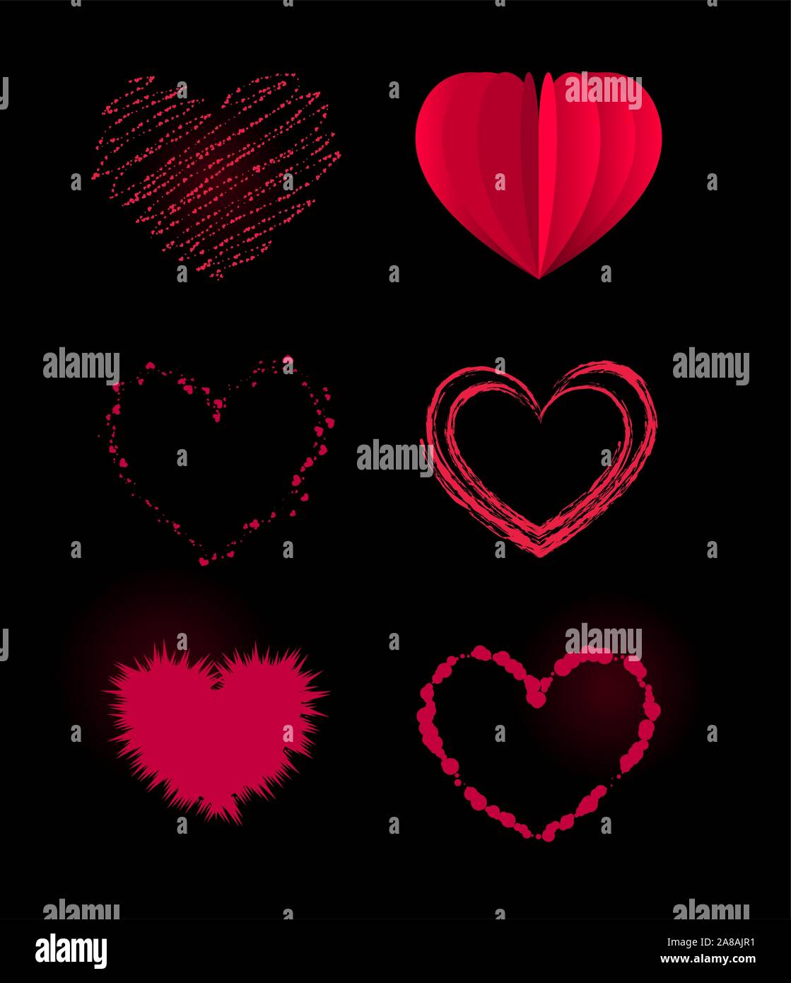 Heart icons shapes in different styles Stock Vector