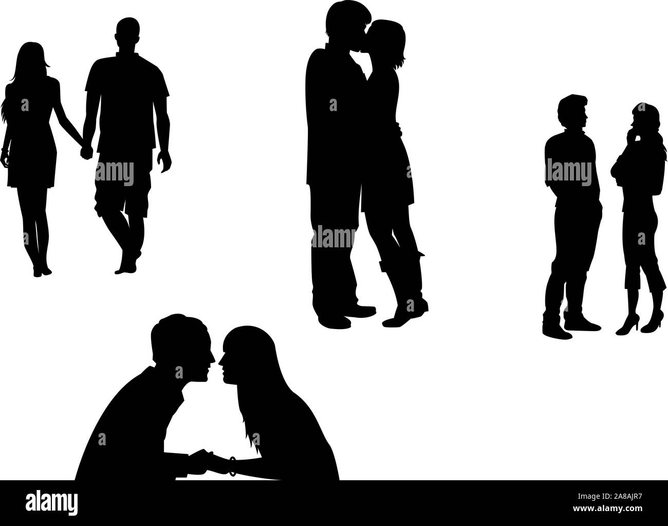 Love couples silhouettes Stock Vector Image & Art - Alamy