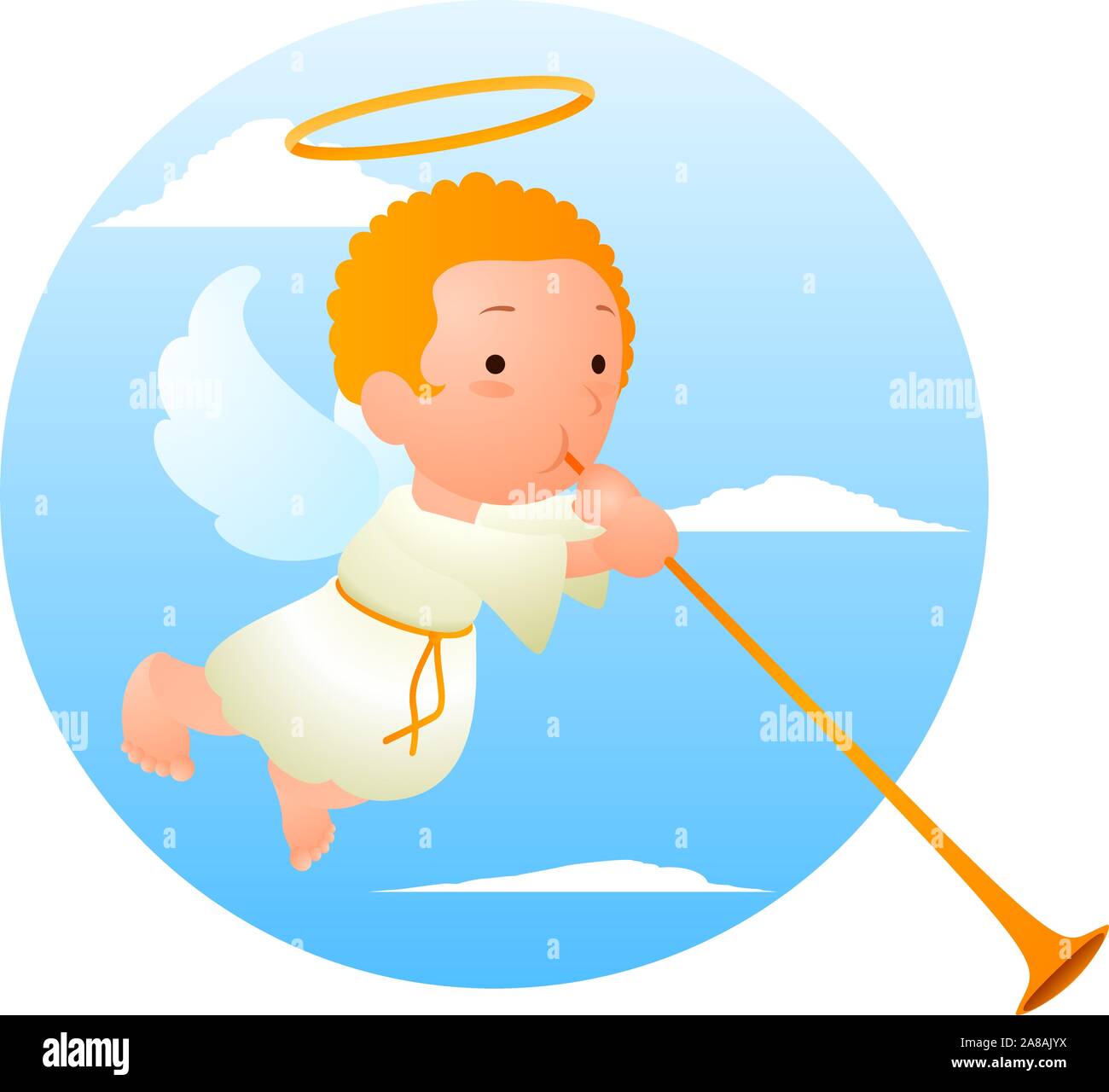 Flying angel with trumpet Stock Vector Image & Art Alamy