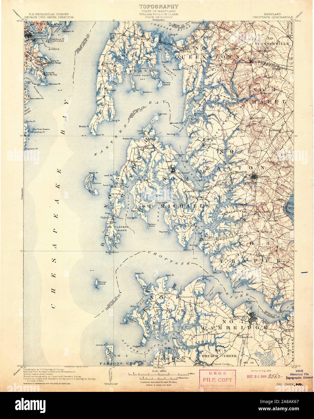 USGS TOPO Map Maryland MD Choptank 257718 1908 125000 Stock Photo Alamy