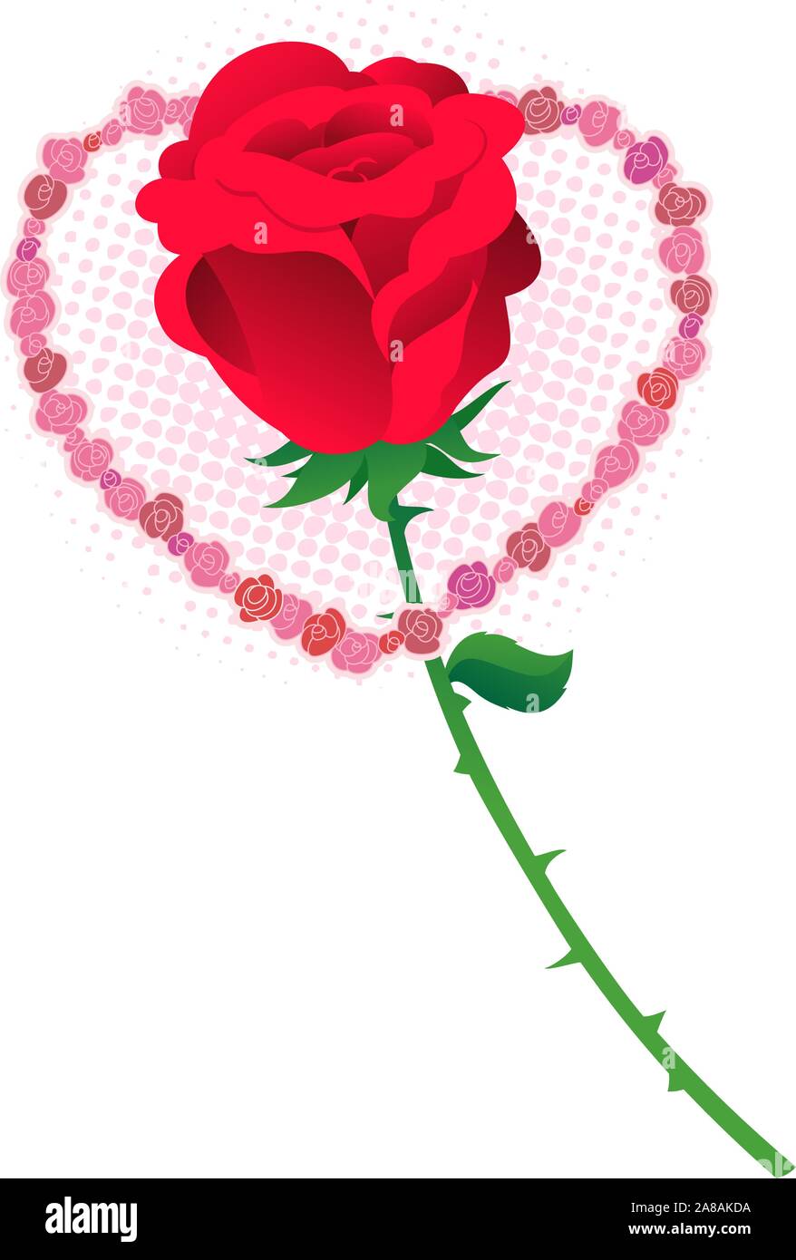 Love Red rose inside a heart frame Stock Vector