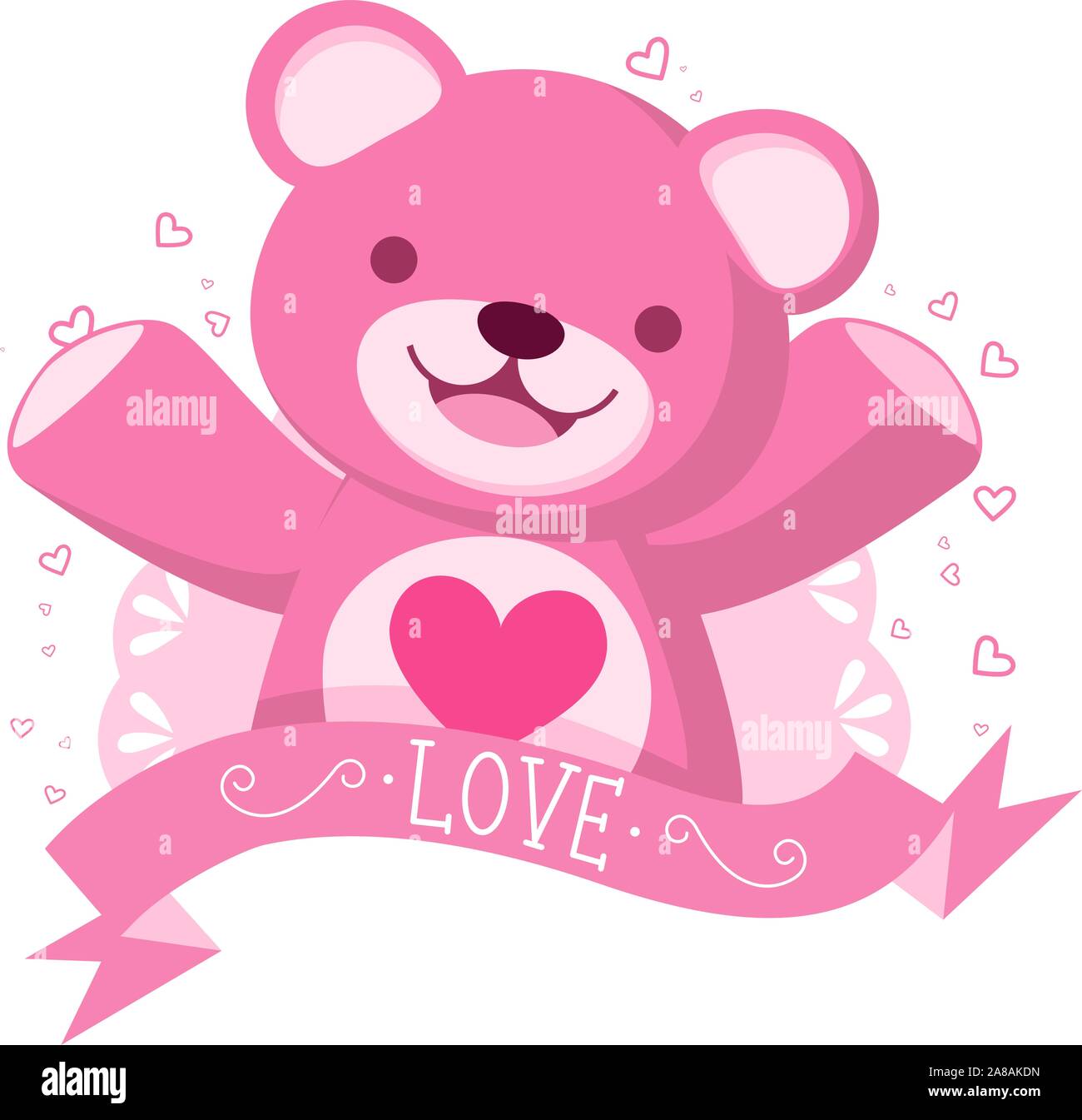 Pink Teddy bear with love banner vector illustration Stock Vector