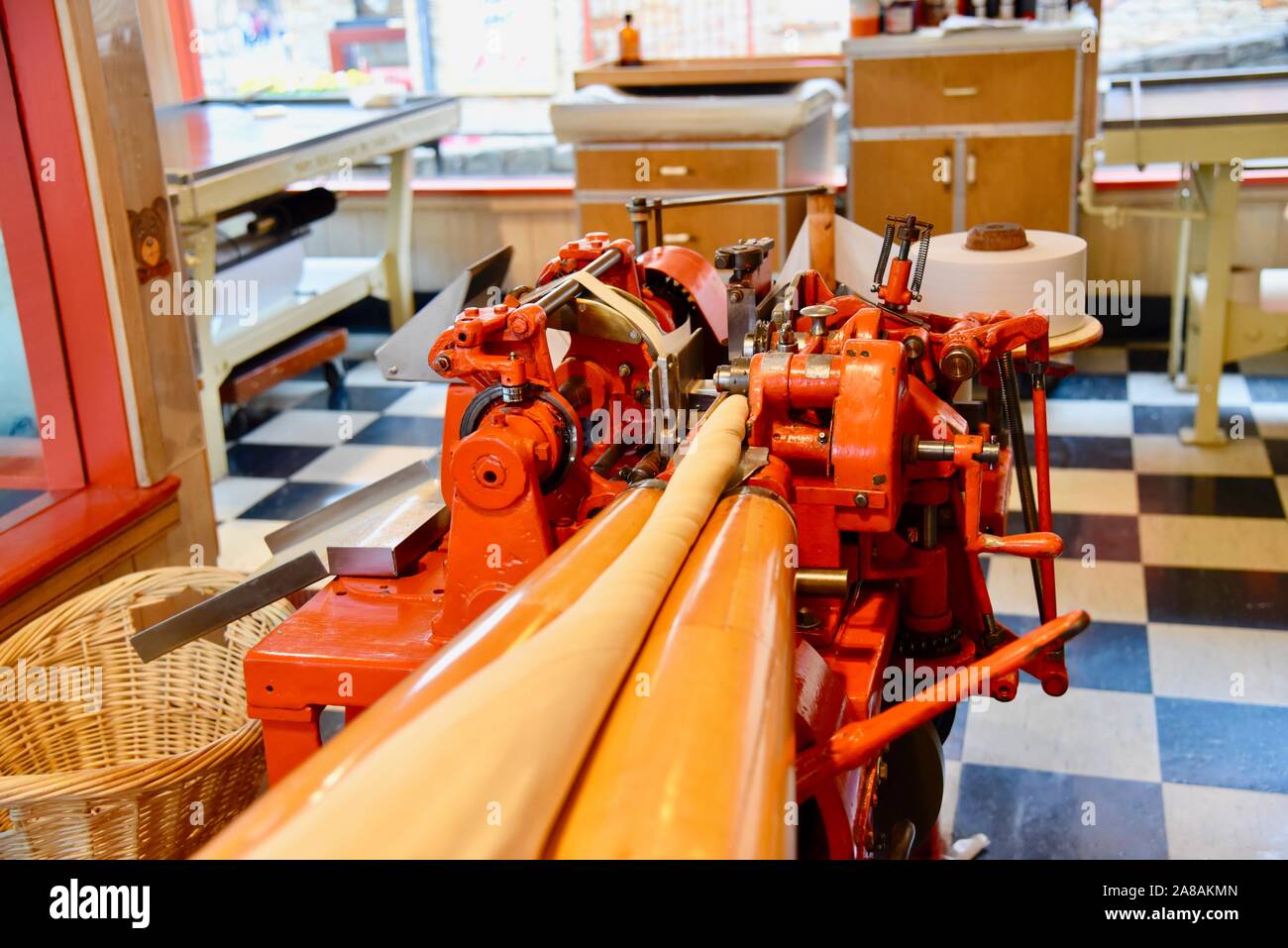 pics Salt Water Taffy Machine For Sale https www alamy com making chewy salt water taffy candy at ole smoky candy kitchen using old fashioned rolling and wrapping machine in gatlinburg tennessee usa image332149237 html