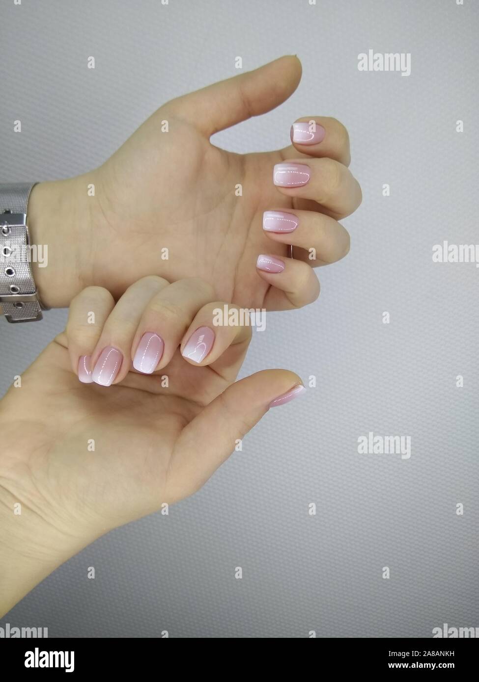 Closeup photo of a beautiful female hands with elegant manicure Stock ...