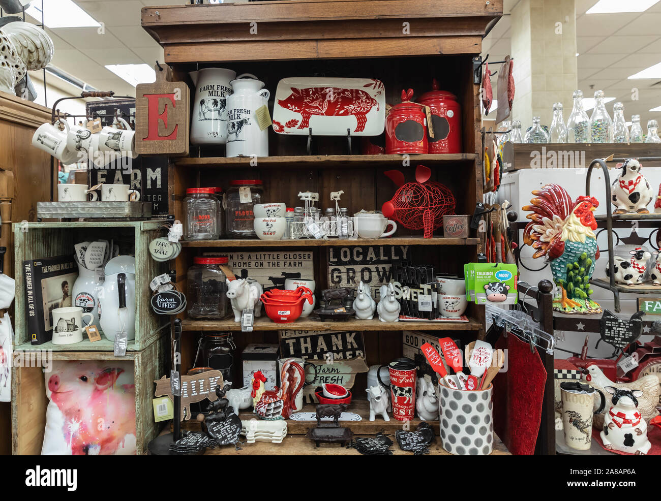 Country Sayings and Kitchen Displays; Buc-ee's Texas Rest Stop & Gift Store. Stock Photo