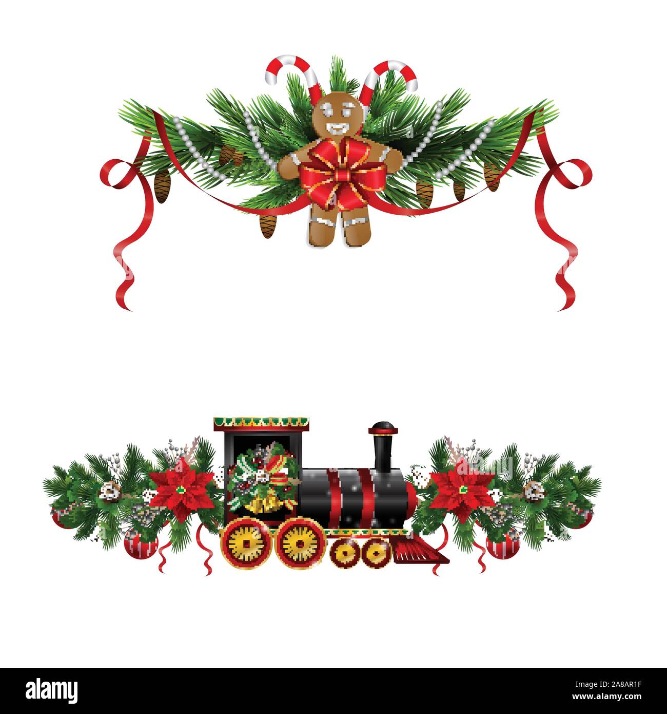 Christmas decorations with fir tree and decorations Stock Vector Image ...