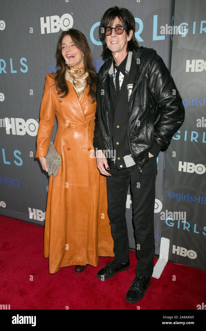 Paulina Porizkova and Ric Ocasek attend the HBO premiere of 'Girls' Season 2 at the NYU Skirball Center on January 9, 2013 in New York City. Stock Photo