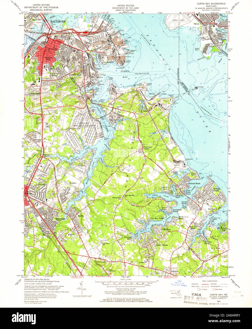 Curtis Bay Maryland Map Usgs Topo Map Maryland Md Curtis Bay 256219 1957 24000 Stock Photo - Alamy