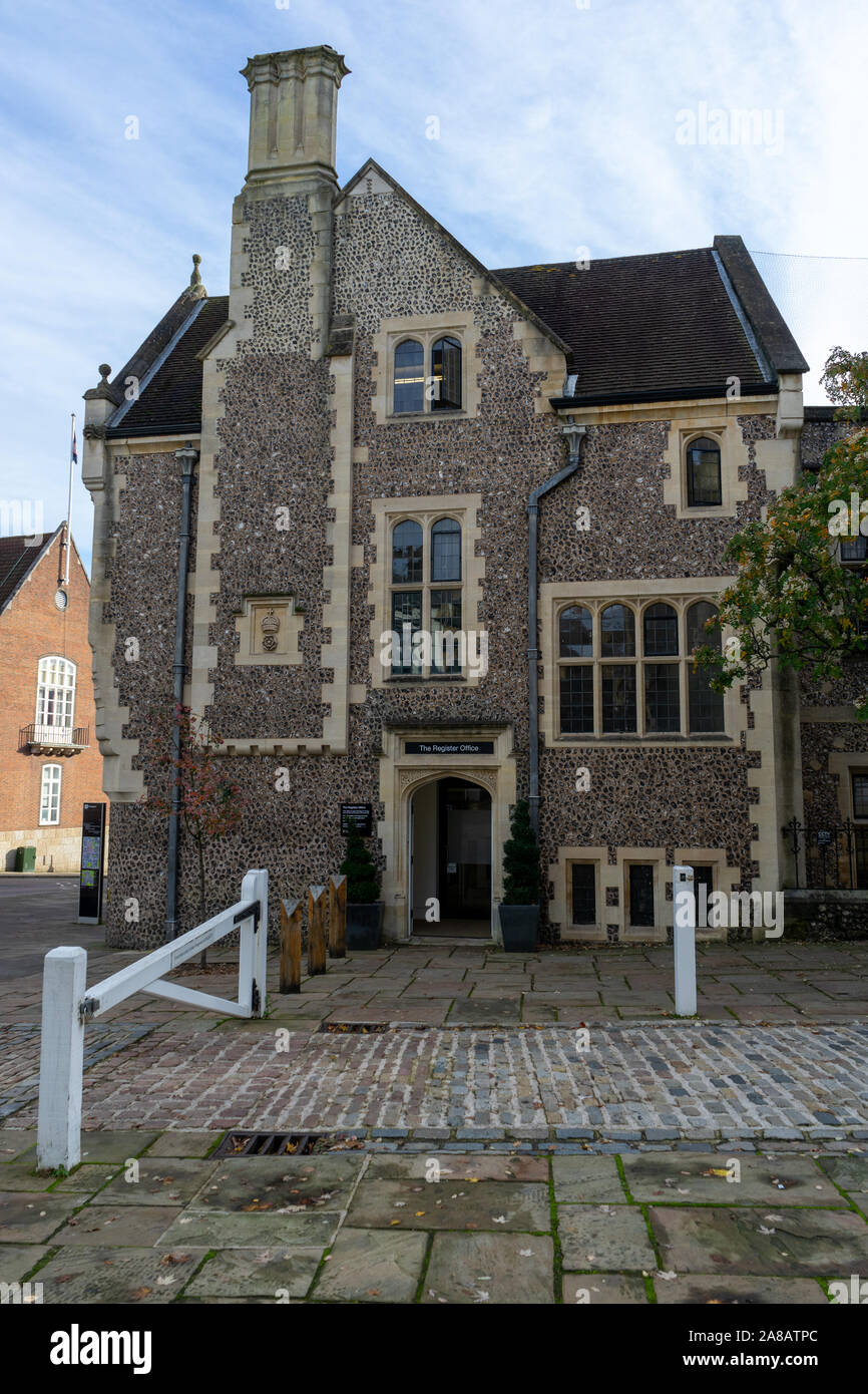 the exterior of the register office or registry office in Winchester, Hampshire, UK Stock Photo