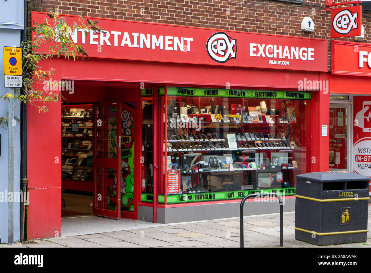 The exterior or store front of a CEX entertainment store or shop Stock Photo