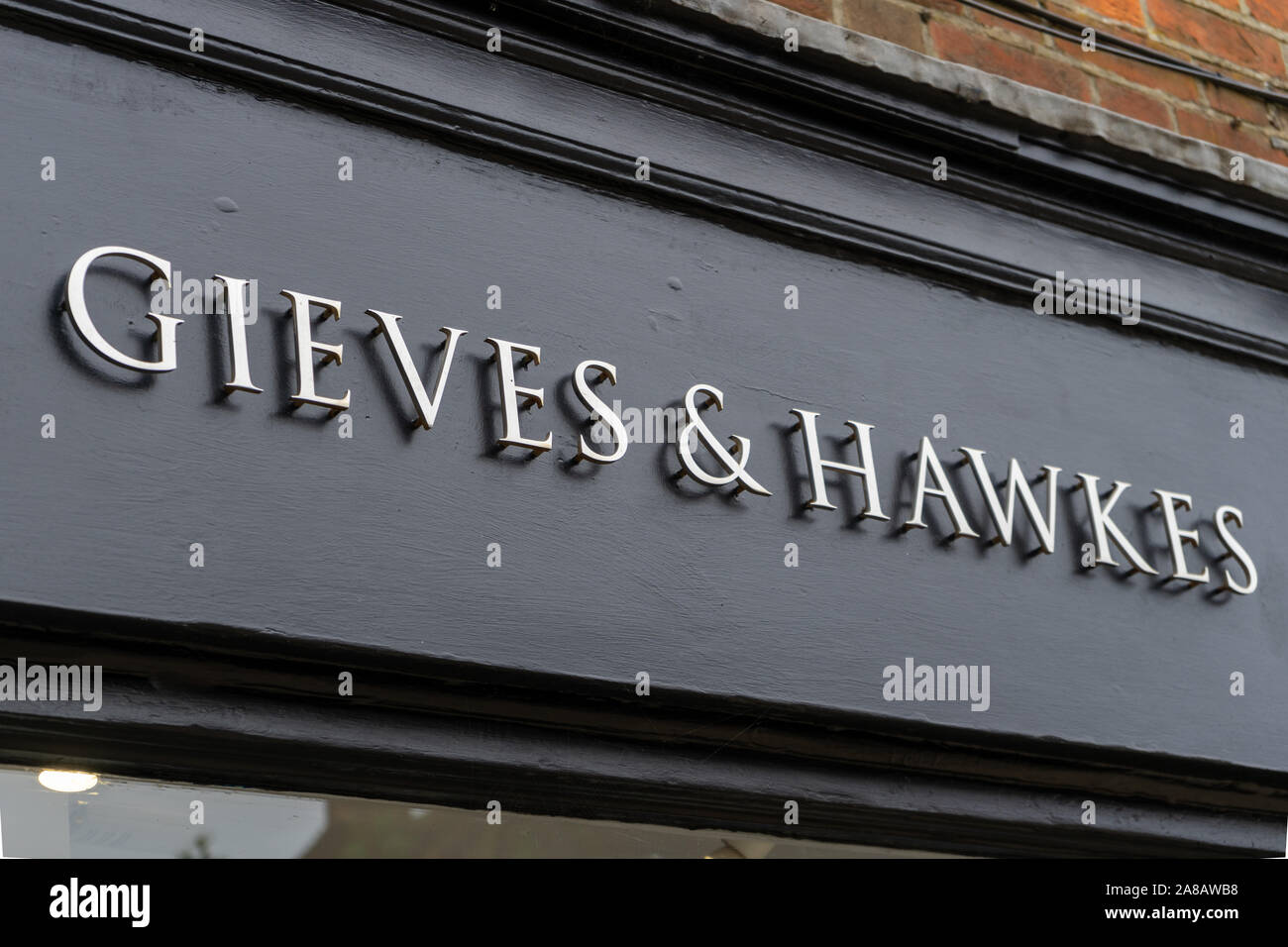 the sign above Gieves and Hawkes tailors Stock Photo