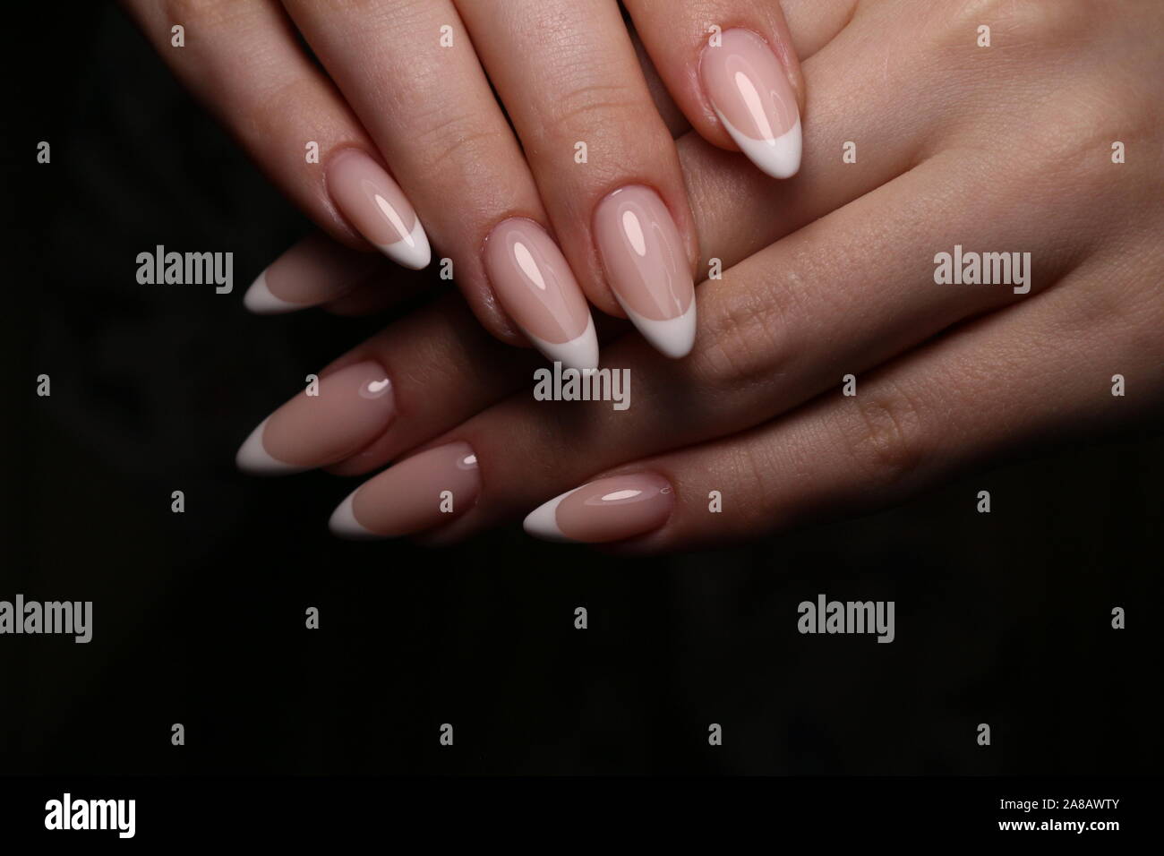 Closeup photo of a beautiful female hands with elegant manicure Stock ...