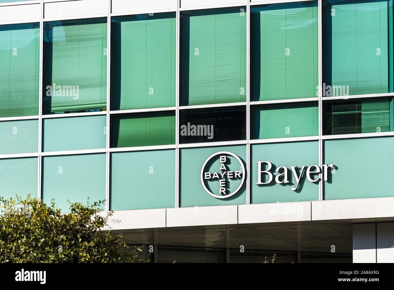 Nov 2, 2019 San Francisco / CA / USA - Bayer offices located in Mission Bay District; Bayer AG is a German multinational pharmaceutical and life scien Stock Photo