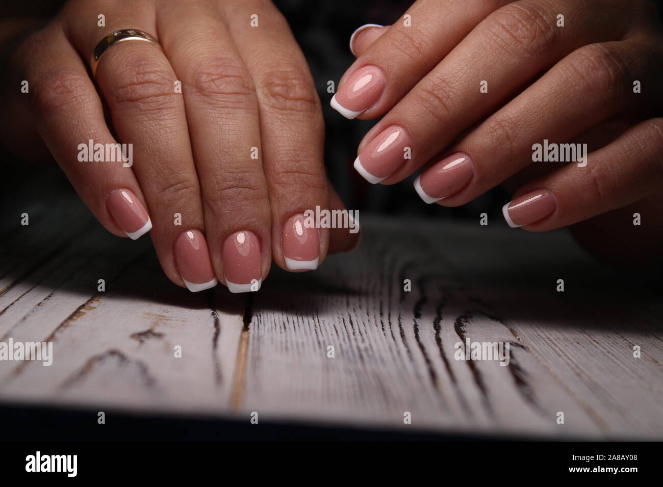 Closeup photo of a beautiful female hands with elegant manicure Stock ...