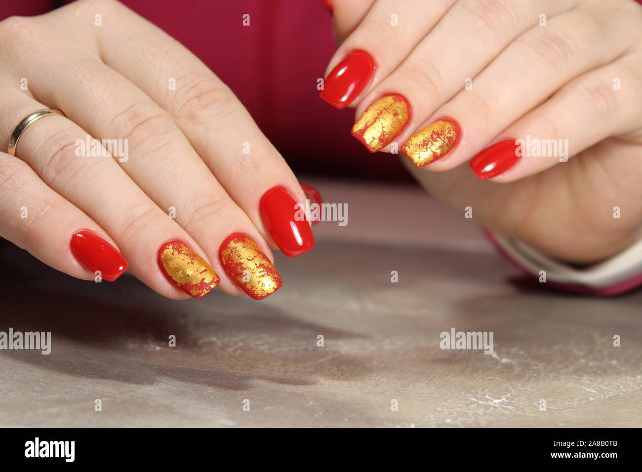 Closeup photo of a beautiful female hands with elegant manicure Stock ...