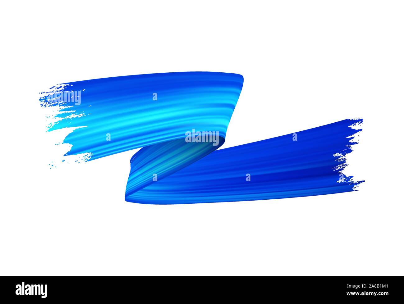 Freehand paint brush stroke realistic illustration. Flamboyant acrylic paint zig zag smears