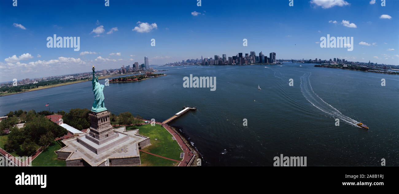 Aerial view of a statue, Statue of Liberty, New York City, New York State, USA Stock Photo