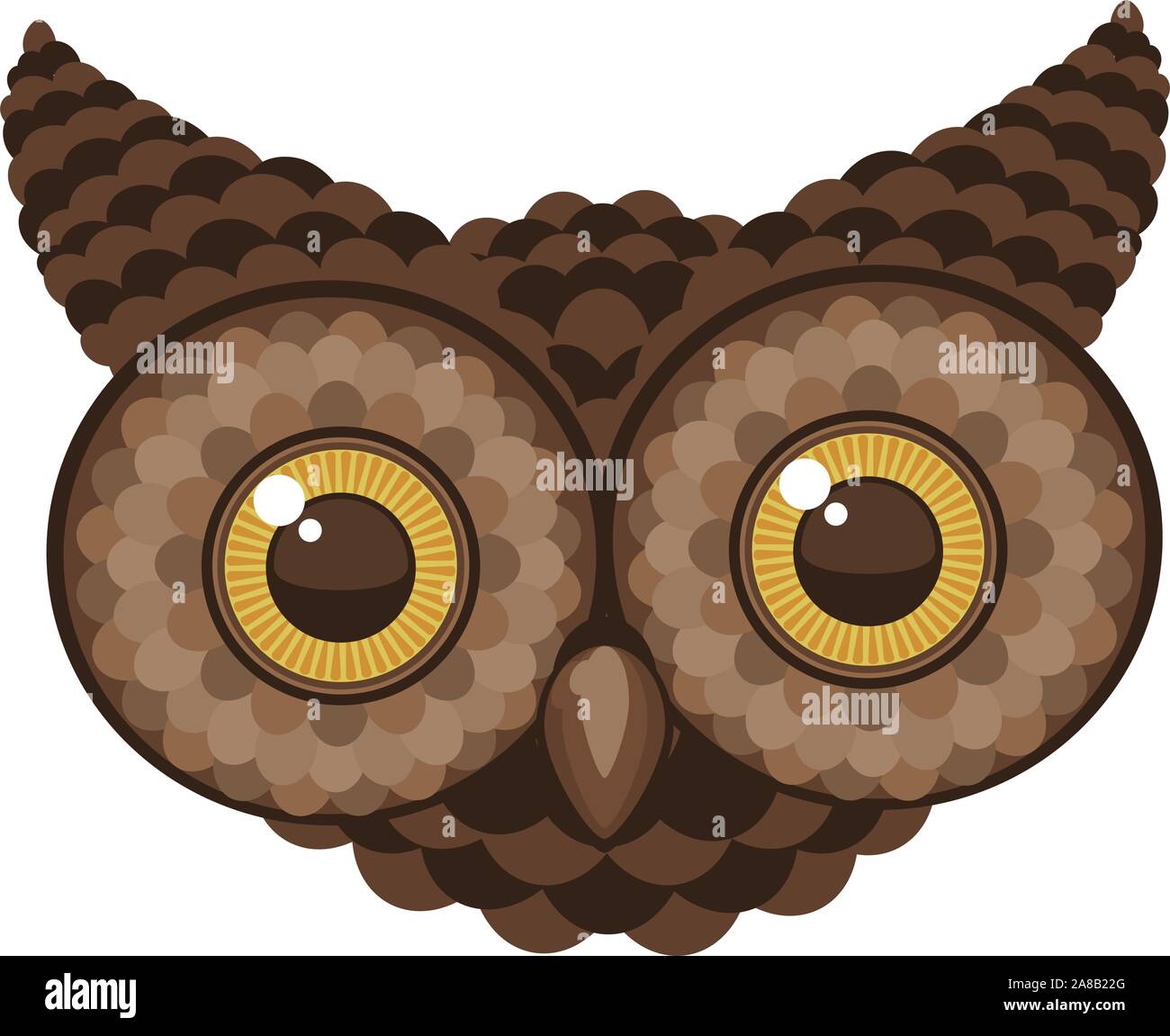 Staring Owl Head vector illustration. Stock Vector