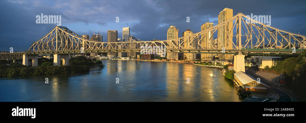 Cantilever bridge across a river, Story Bridge, Brisbane, Australia Stock Photo