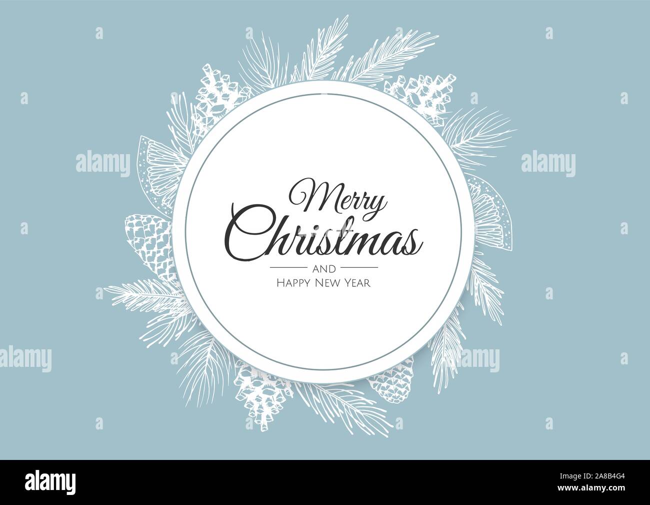 Christmas frame with winter plants. Botanical illustration Stock Vector ...