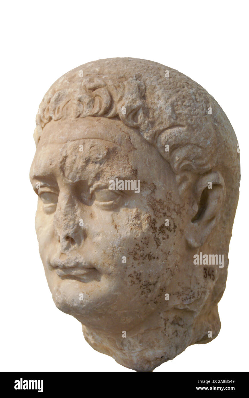 Head of a statue of Emperor Domitian - National Archaeological Museum, Athens, Greece. Stock Photo