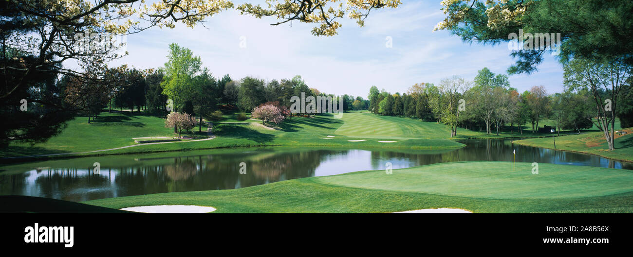 Lake on a golf course, Congressional Country Club, Bethesda, Maryland, USA Stock Photo