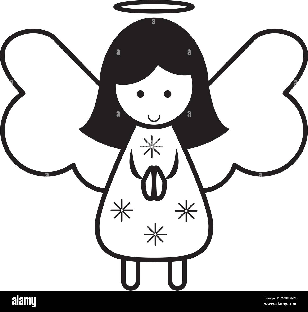 Cute Girl Angel Christmas Black And White Stock Photos Images Alamy