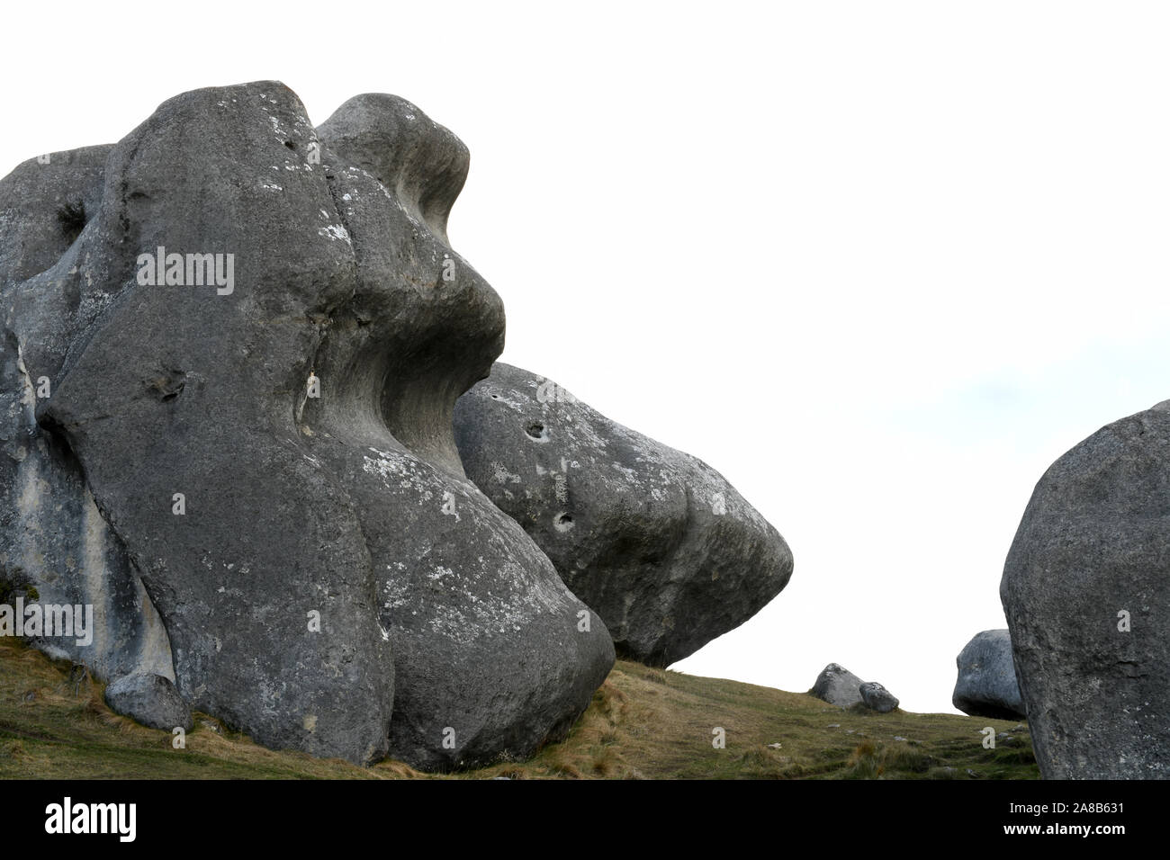 Full frame image of limestone rocks at Castle Hill in the South Island of New Zealand Stock Photo