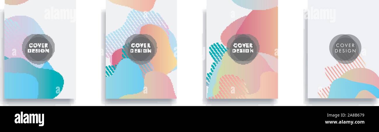 Dynamic style banner design set with fluid orange gradient elements Stock Vector
