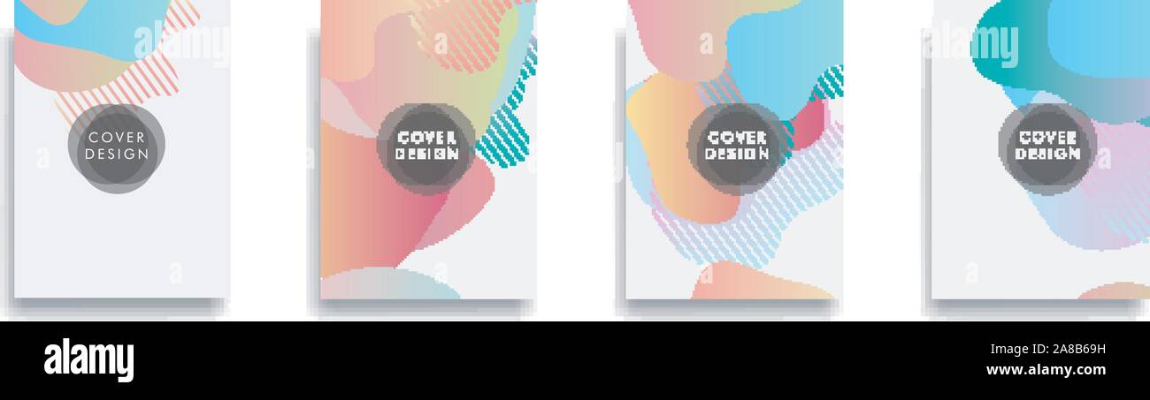 Dynamic style banner design set with fluid orange gradient elements Stock Vector