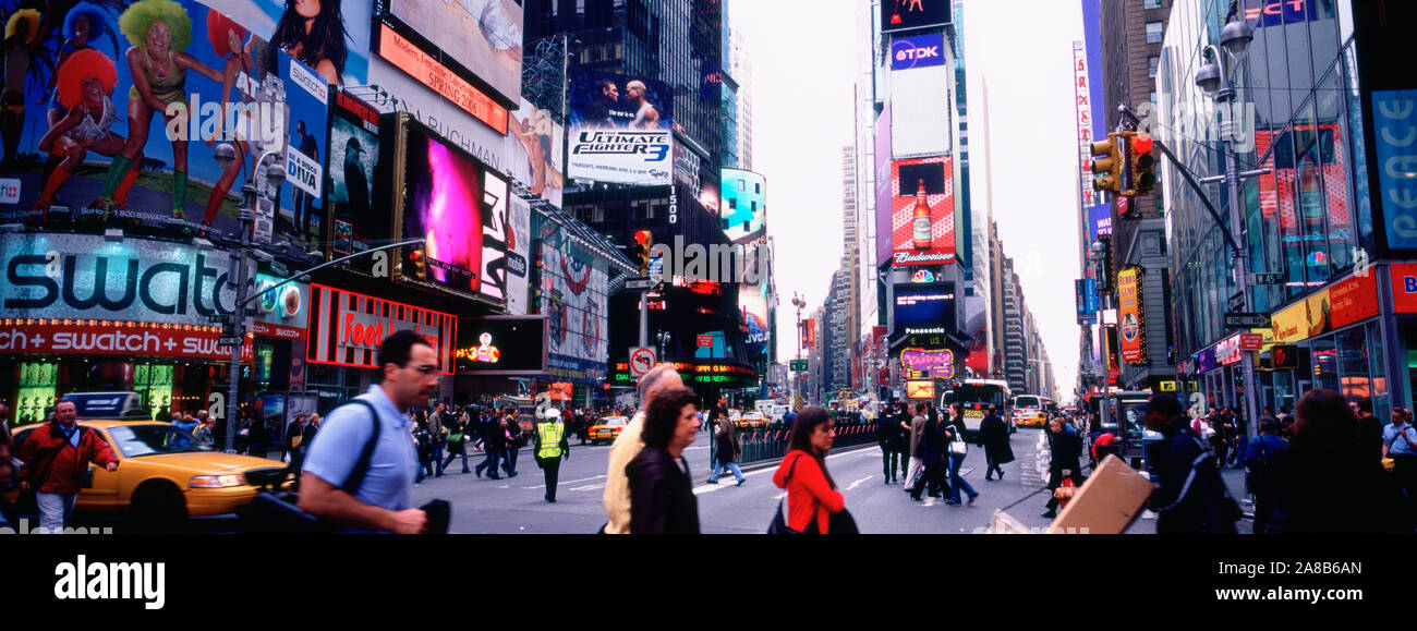 Group of People walking on the road, Times Square, Manhattan, New York City, New York State, USA Stock Photo