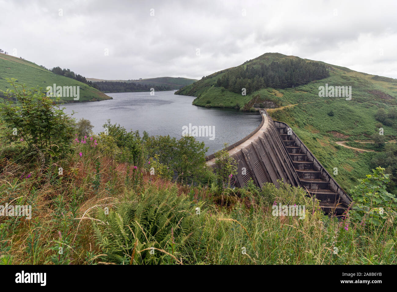 Llyn Clywedog Dam in Powys, mid Wales Stock Photo