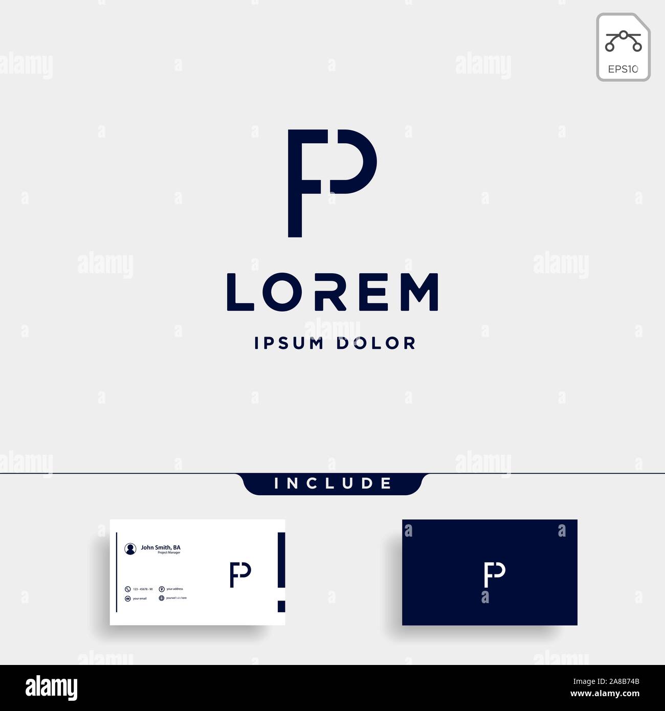 Letter P FP Monogram Logo Design Minimal Stock Vector