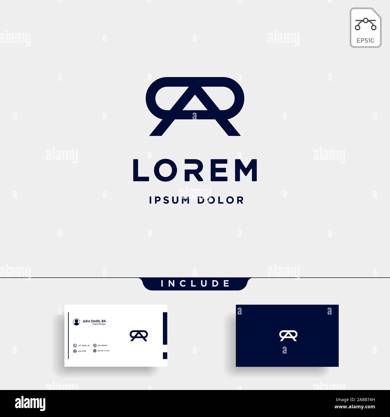 Letter AP AR R Monogram Logo Design Minimal Stock Vector