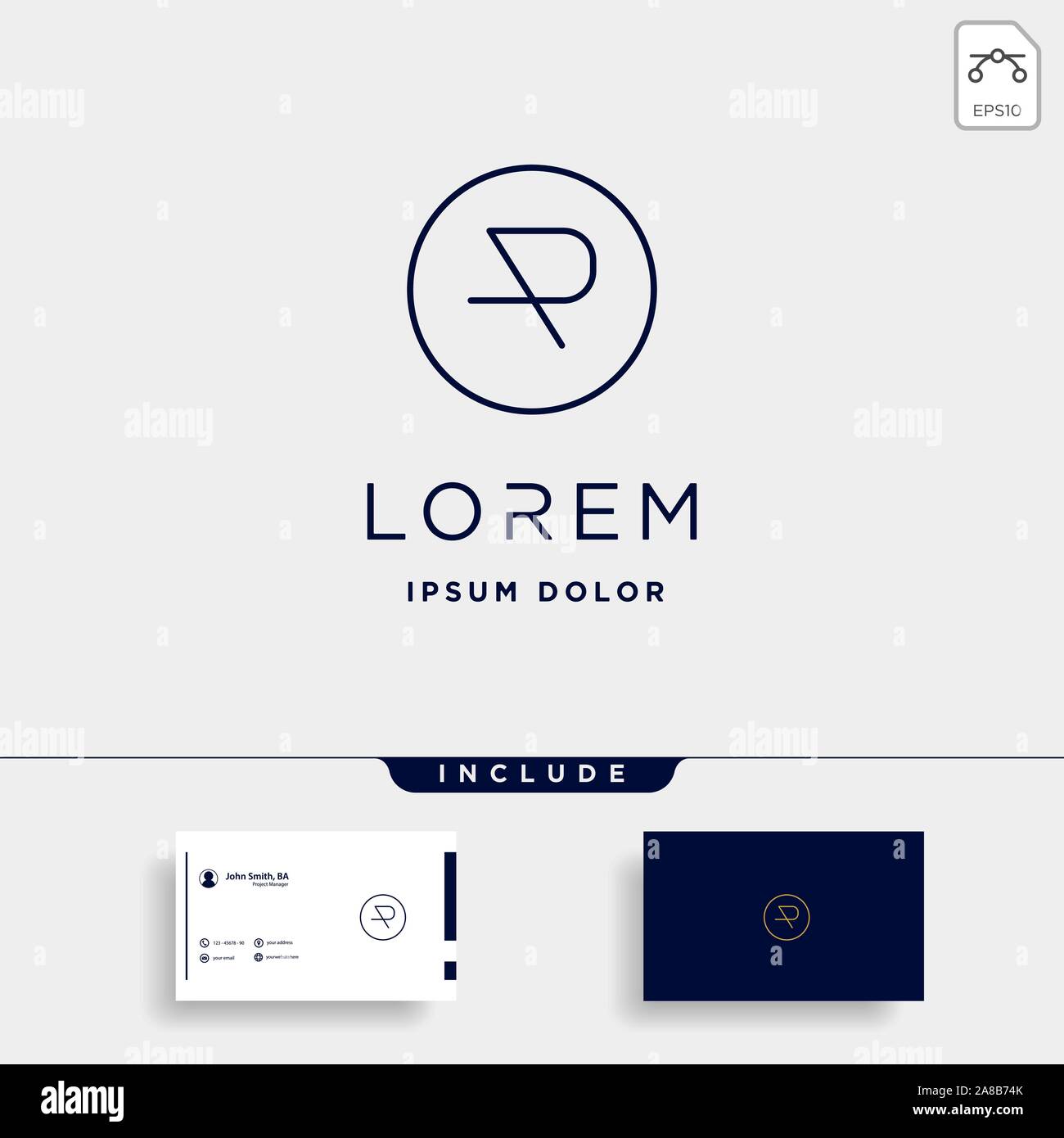 Letter AP AR R Monogram Logo Design Minimal Stock Vector