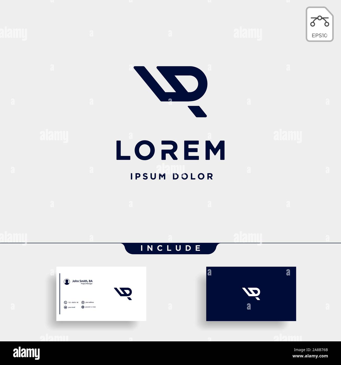 Letter LP LR Monogram Logo Design Minimal Stock Vector