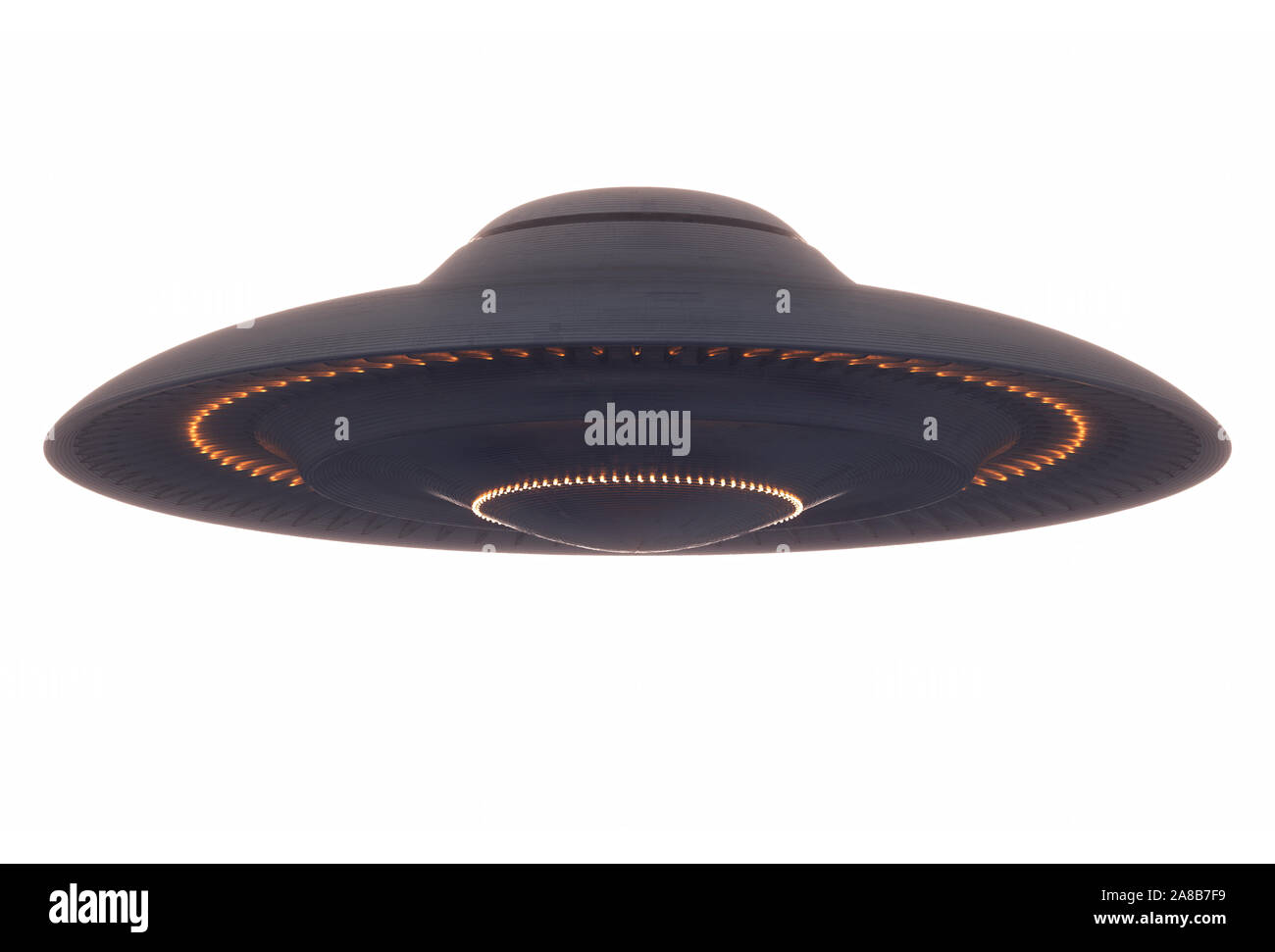 Unidentified flying object UFO with clipping path included. 3D illustration. Stock Photo