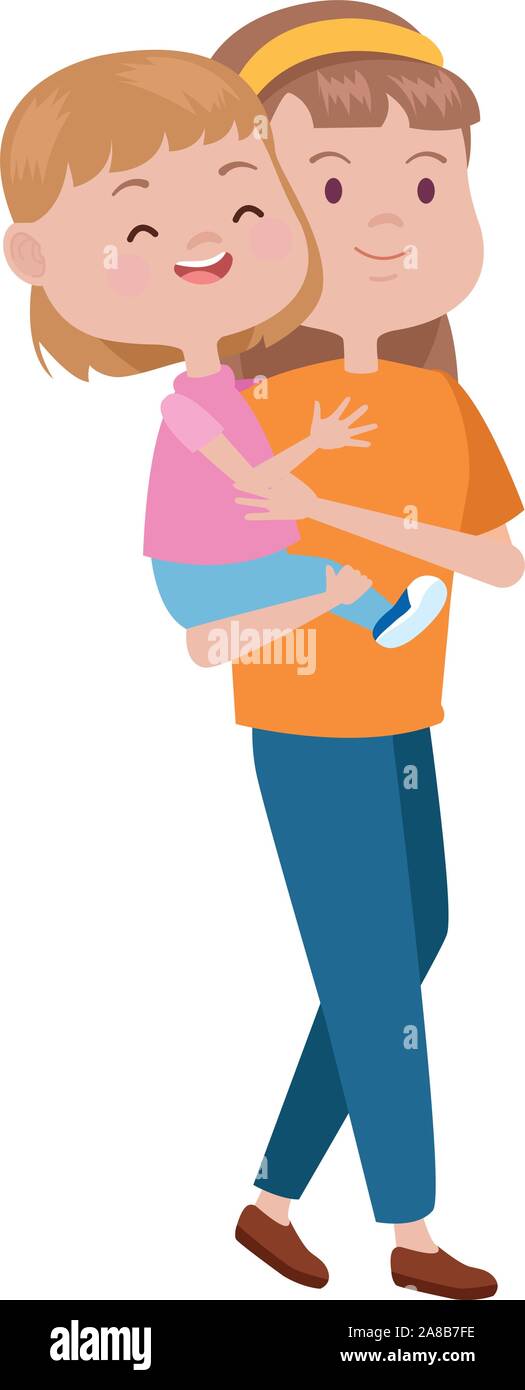 cute mother and daughter characters Stock Vector