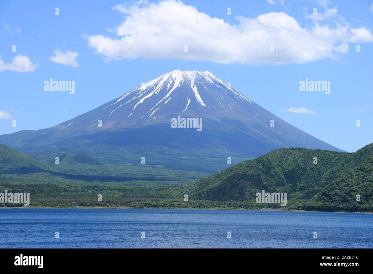 Mt. Fuji from Lake Motosu Stock Photo