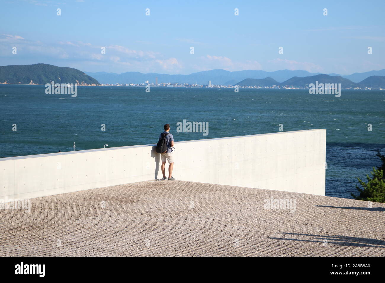 White Wall over looking the Ocean Stock Photo